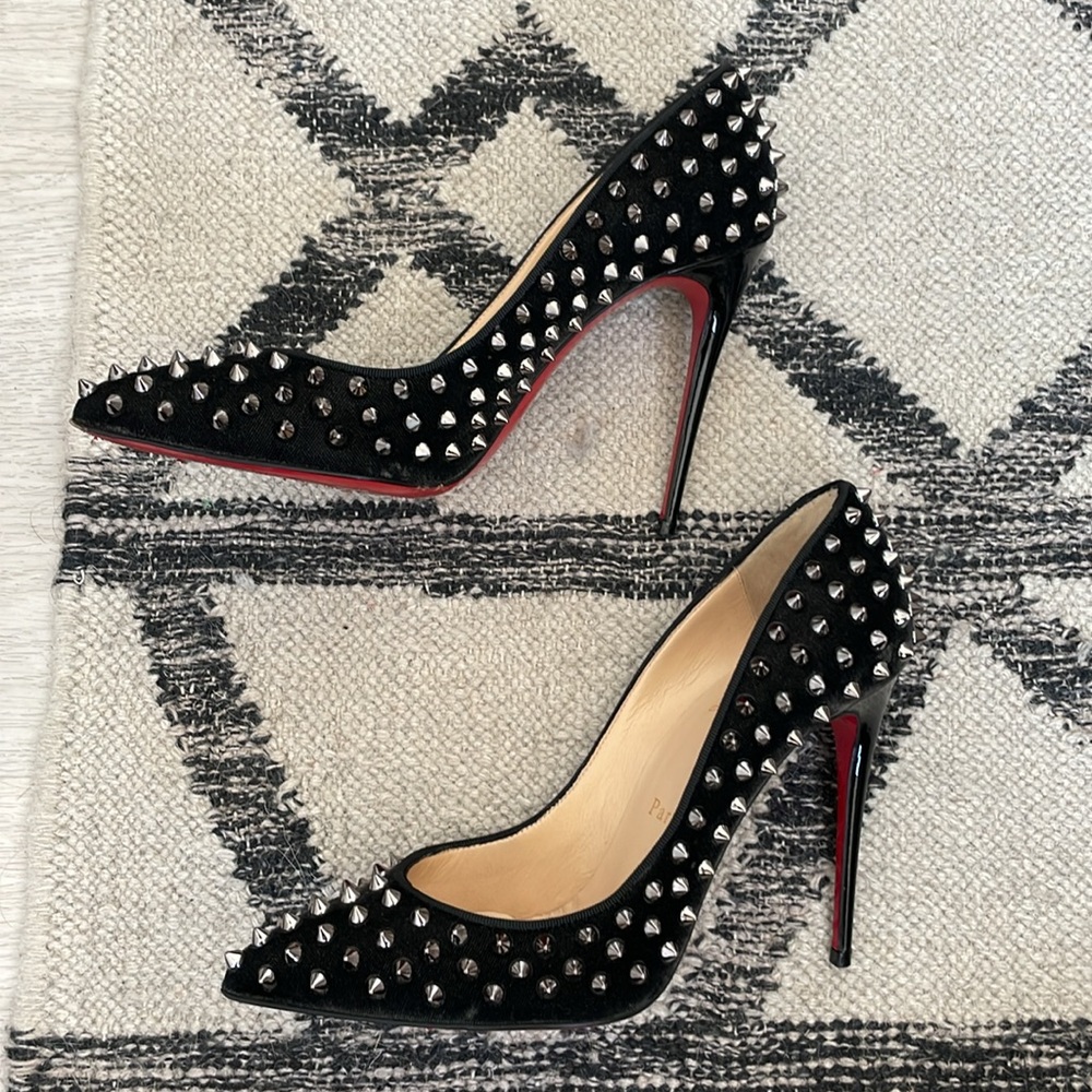 Christian Louboutin Black Heels with Silver Studs - Picture 6 of 9